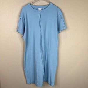 Public Desire T-Shirt Mini Dress Plus Size 22 Blue Curve Seam Detail Crew Ribbed